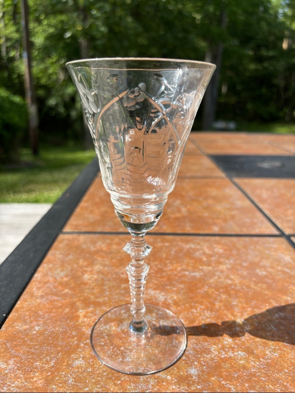 Rock Sharpe "Marshfield" Etched Crystal Water Glass/Water Goblet- Set of 3 - Picture 2 of 8